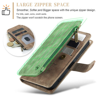 For iPhone 16 Pro Phone Cases with Strap CASEME C30 Zipper Multiple Card Holder PU Leather Cover