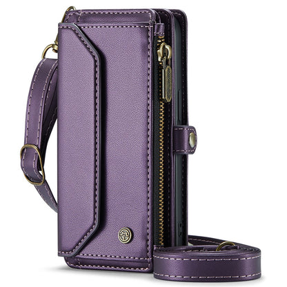 For iPhone 16 Pro Max Leather Case CASEME C36 Zipper Multiple Card Slots Phone Cover with Straps
