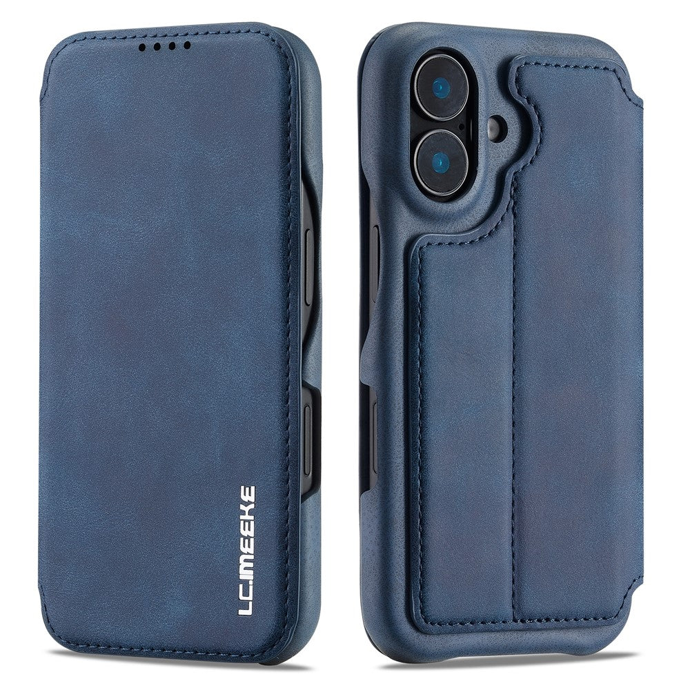 LC.IMEEKE For iPhone 16 Case Card Holder Stand Leather Phone Cover