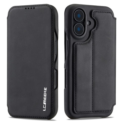 LC.IMEEKE For iPhone 16 Case Card Holder Stand Leather Phone Cover