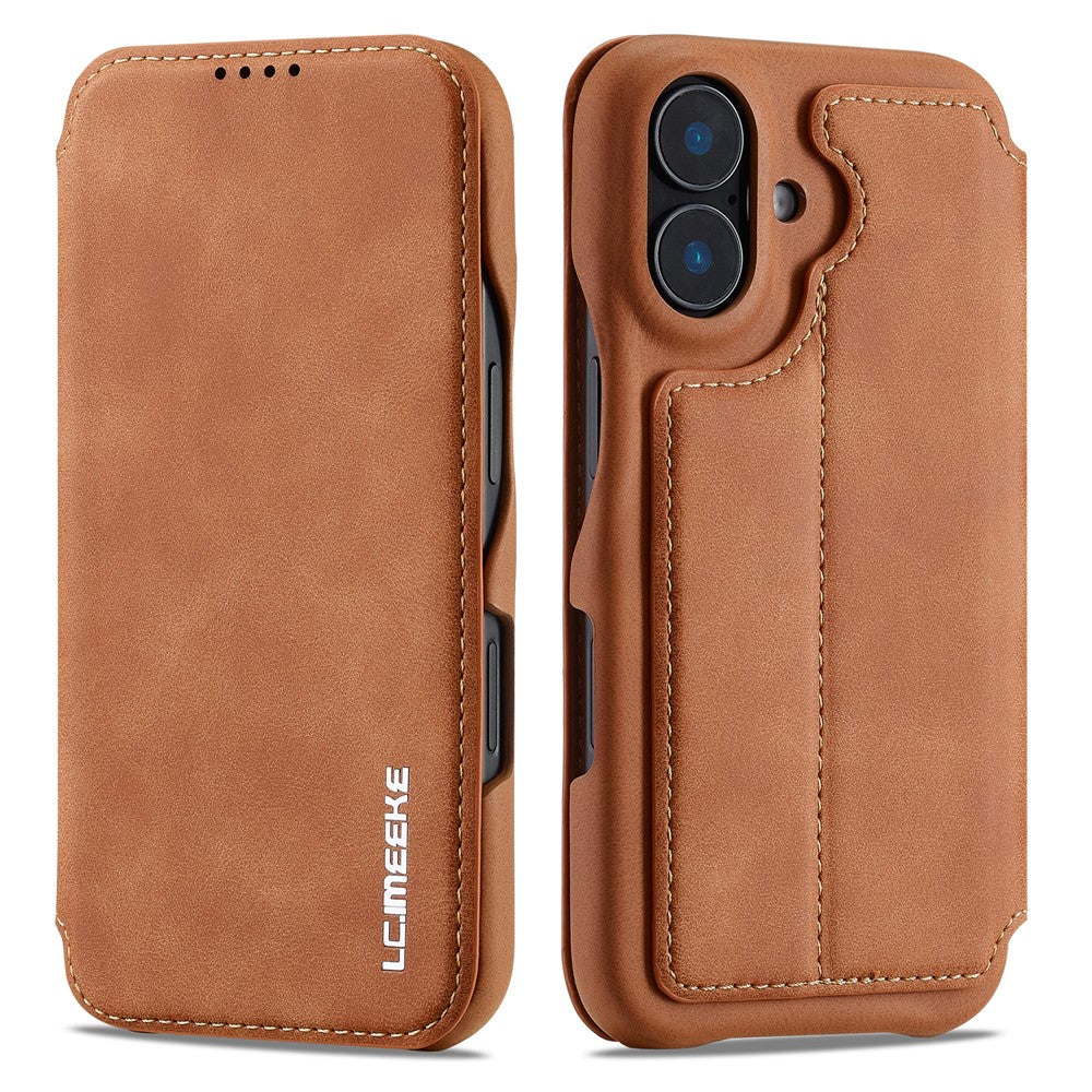 LC.IMEEKE For iPhone 16 Case Card Holder Stand Leather Phone Cover