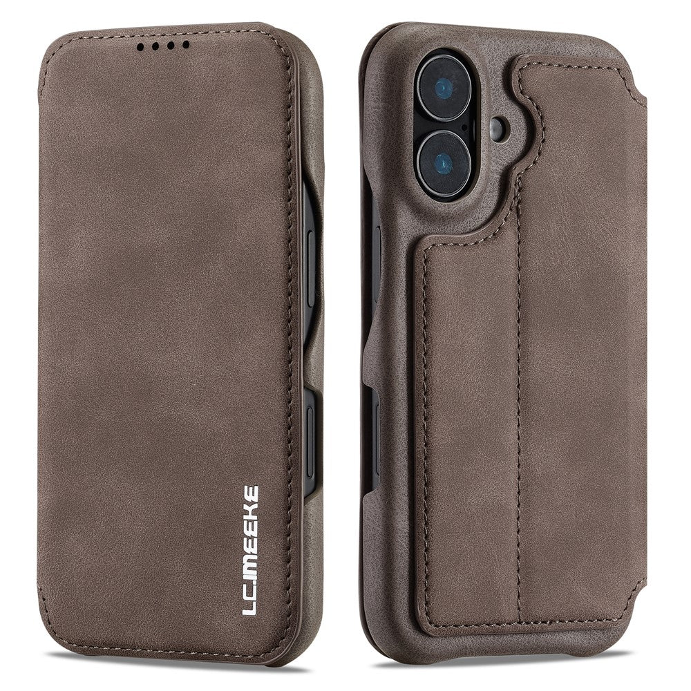 LC.IMEEKE For iPhone 16 Case Card Holder Stand Leather Phone Cover