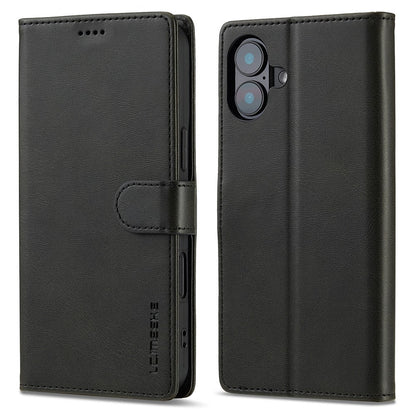 LC.IMEEKE For iPhone 16 Case Calf Texture PU Leather Stand Wallet Phone Cover