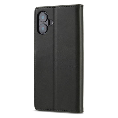LC.IMEEKE For iPhone 16 Case Calf Texture PU Leather Stand Wallet Phone Cover