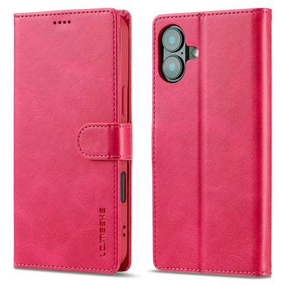 LC.IMEEKE For iPhone 16 Case Calf Texture PU Leather Stand Wallet Phone Cover