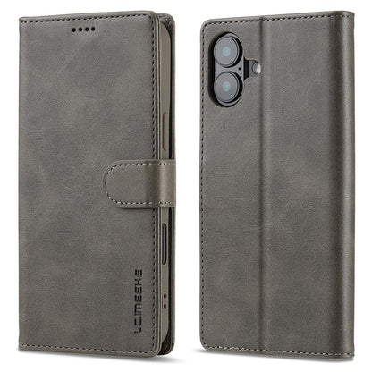 LC.IMEEKE For iPhone 16 Case Calf Texture PU Leather Stand Wallet Phone Cover