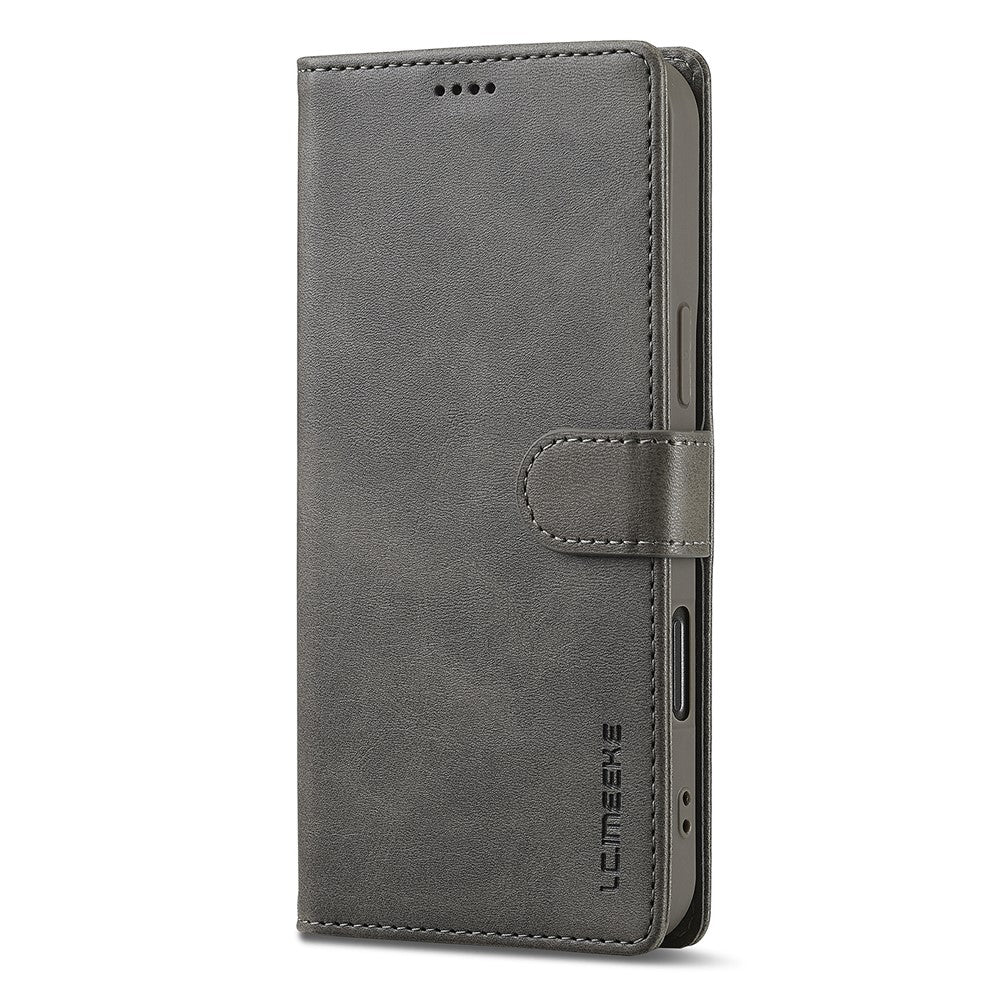 LC.IMEEKE For iPhone 16 Pro Case Calf Texture PU Leather Stand Wallet Phone Cover