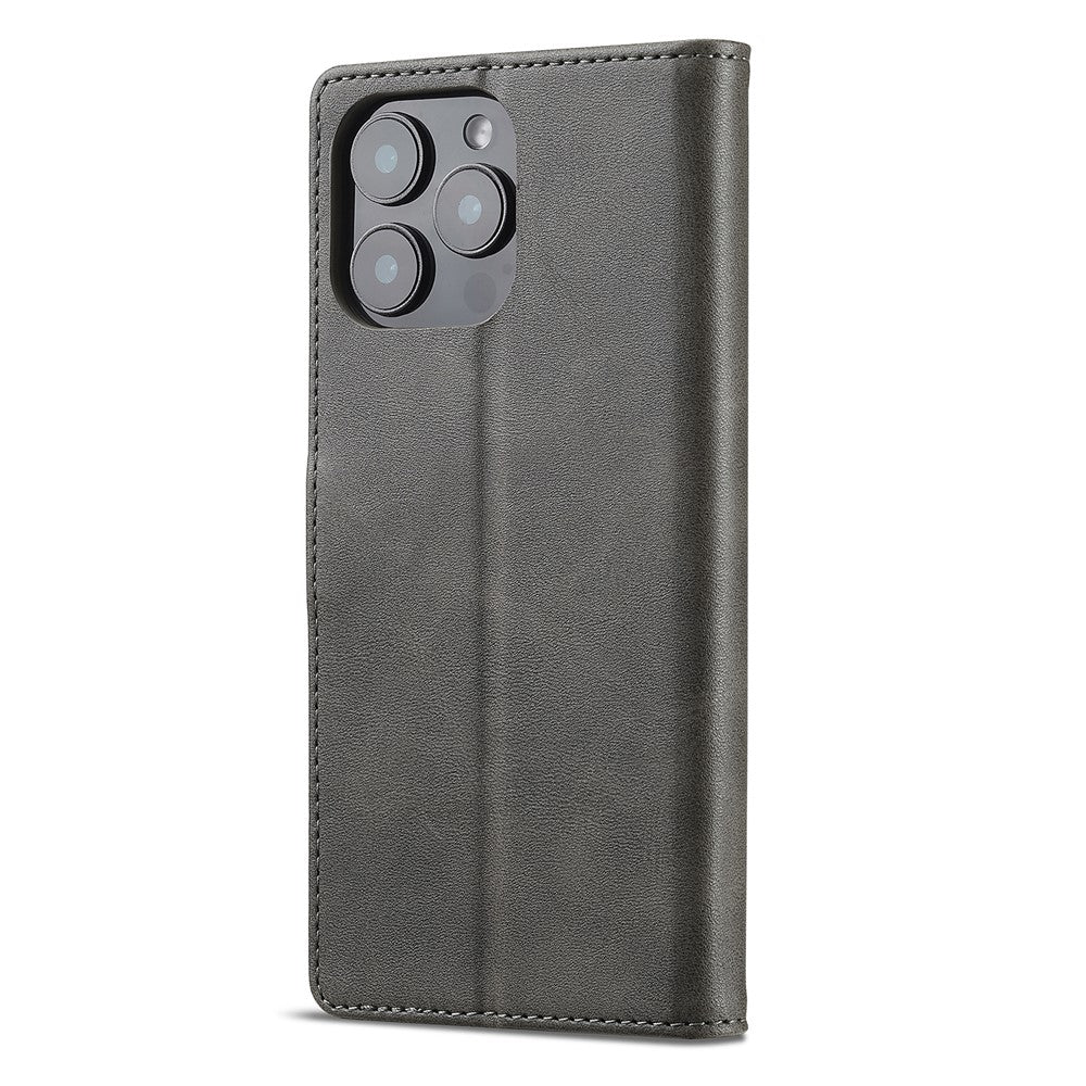 LC.IMEEKE For iPhone 16 Pro Case Calf Texture PU Leather Stand Wallet Phone Cover