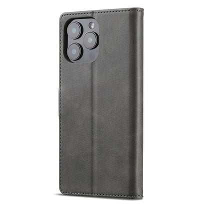 LC.IMEEKE For iPhone 16 Pro Case Calf Texture PU Leather Stand Wallet Phone Cover