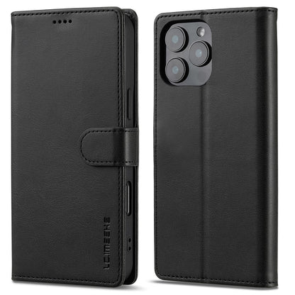 LC.IMEEKE For iPhone 16 Pro Case Calf Texture PU Leather Stand Wallet Phone Cover