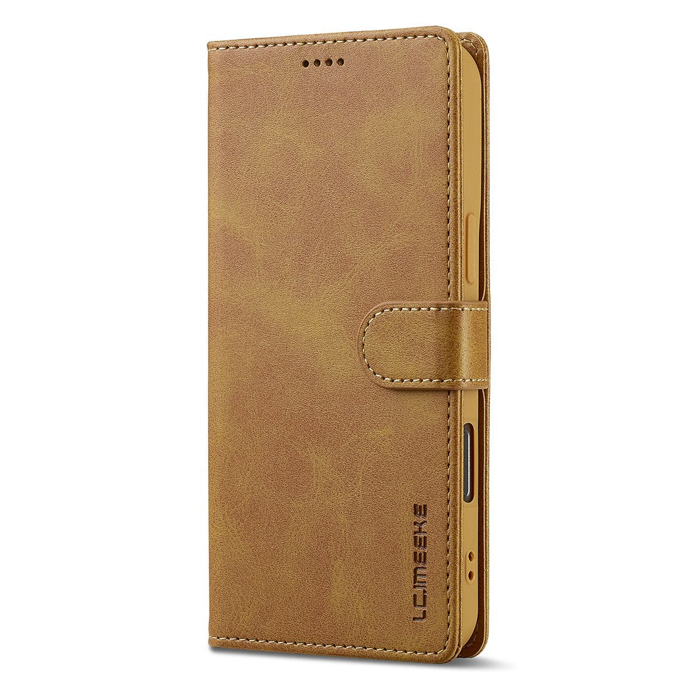 LC.IMEEKE For iPhone 16 Pro Max Case Calf Texture PU Leather Stand Wallet Phone Cover