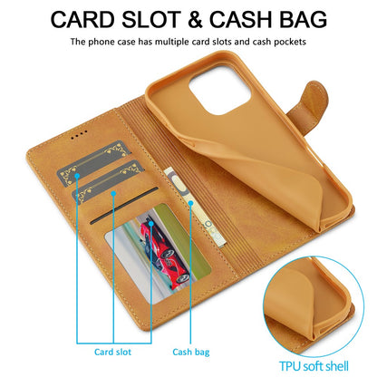 LC.IMEEKE For iPhone 16 Pro Max Case Calf Texture PU Leather Stand Wallet Phone Cover
