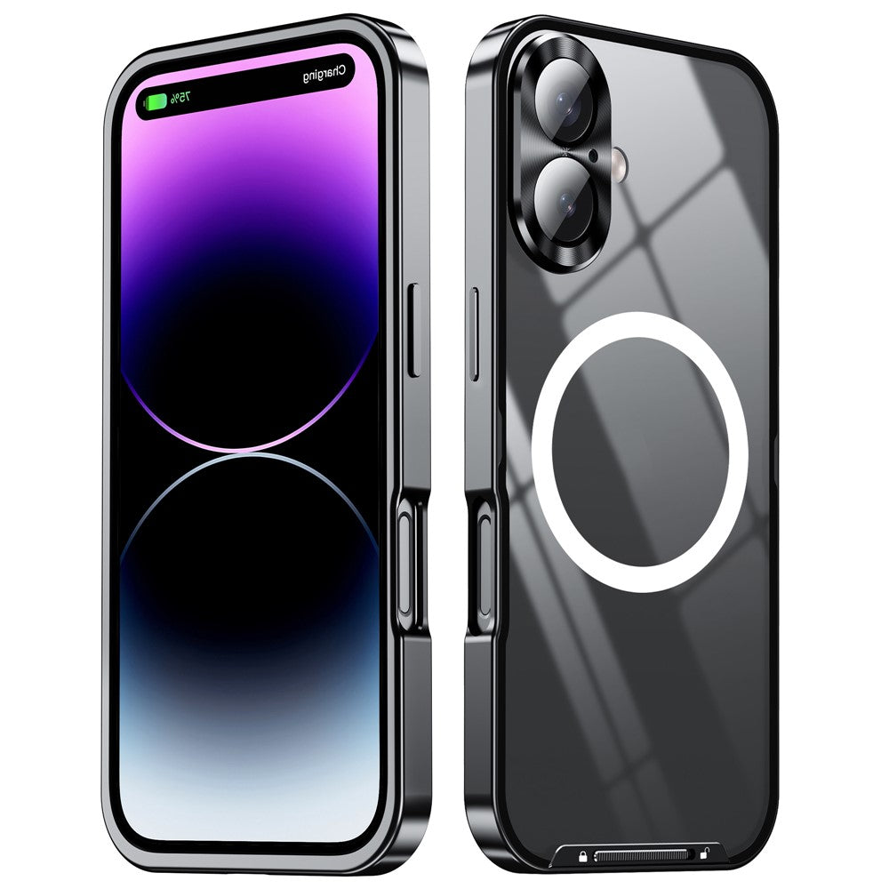 For iPhone 16 Case Compatible with MagSafe Metal Frame Matte Phone Cover