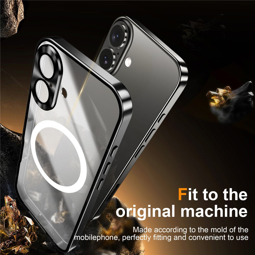 For iPhone 16 Case Compatible with MagSafe Metal Frame Matte Phone Cover