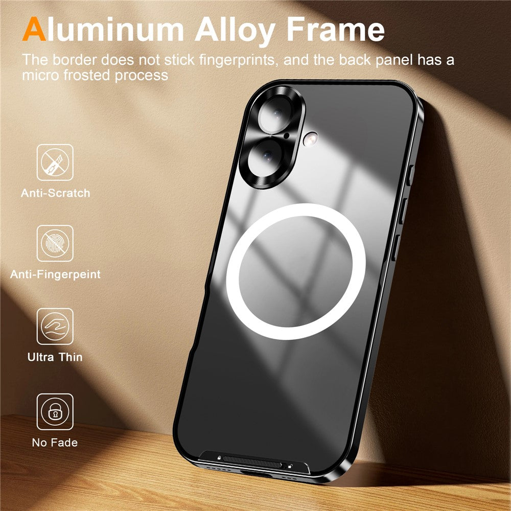 For iPhone 16 Case Compatible with MagSafe Metal Frame Matte Phone Cover