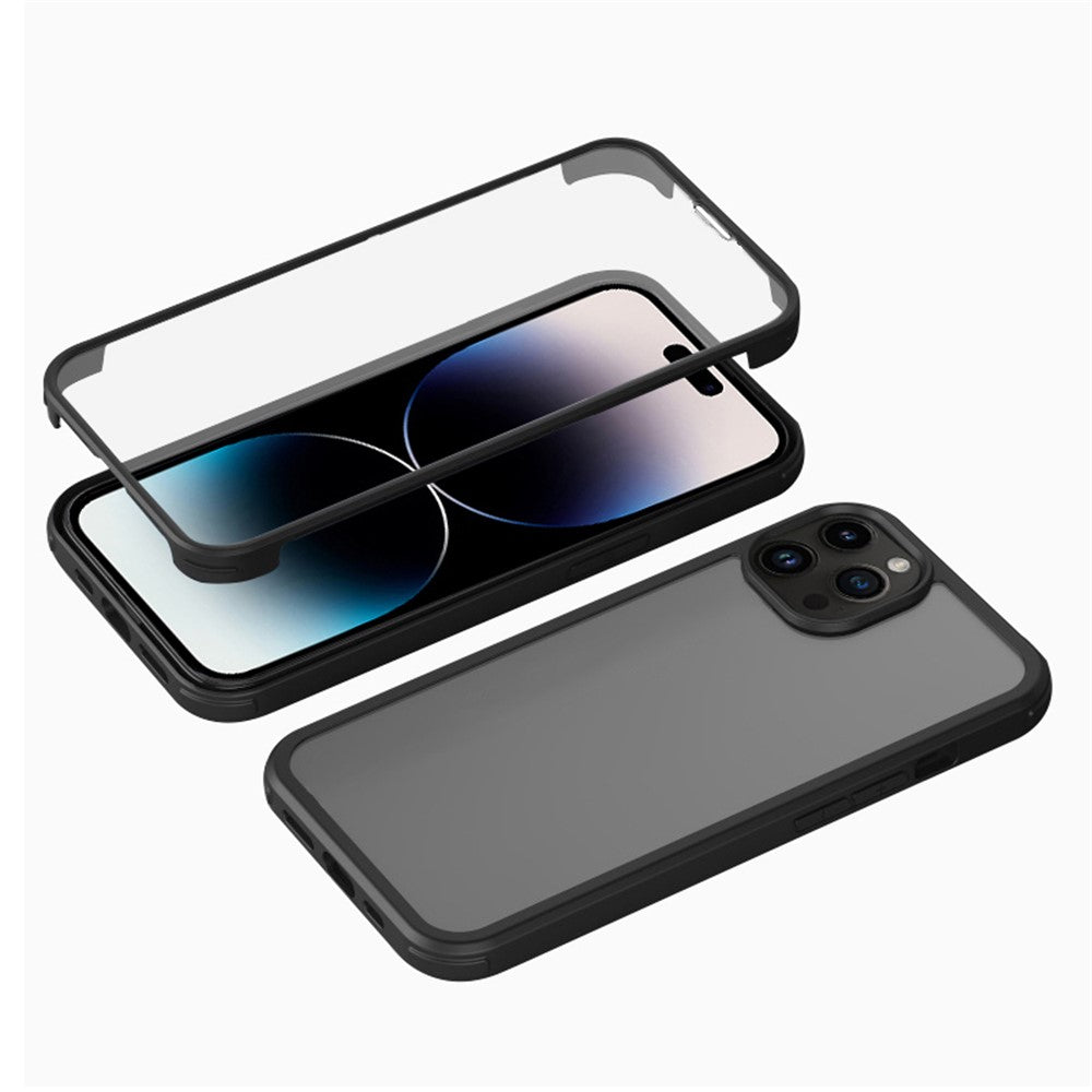 For iPhone 14 Pro Max Single-sided Protection Tempered Glass + TPU Phone Protective Case Anti-drop Shockproof Cover