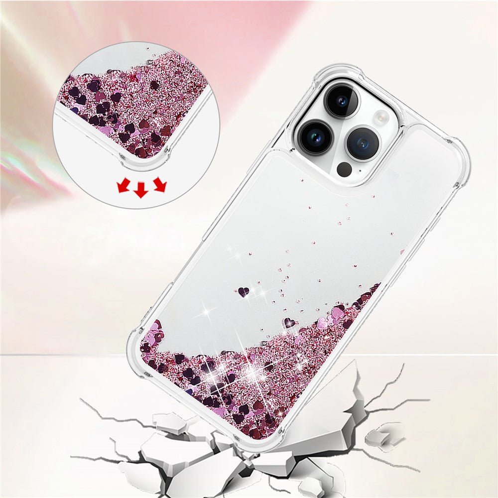 For iPhone 16 Pro Max TPU Case Glitter Quicksand Shockproof Phone Back Cover