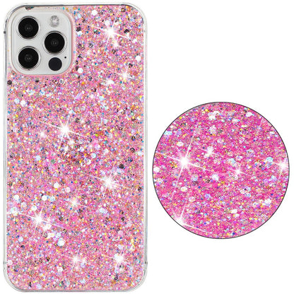 For iPhone 16 Pro Case TPU Drop Protection Epoxy Glittery Sequins Phone Cover