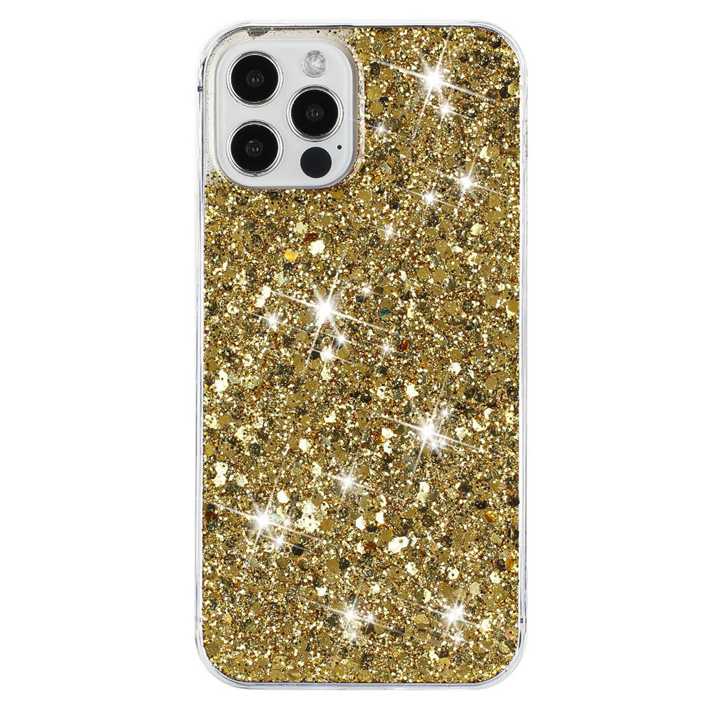 For iPhone 16 Pro Case TPU Drop Protection Epoxy Glittery Sequins Phone Cover