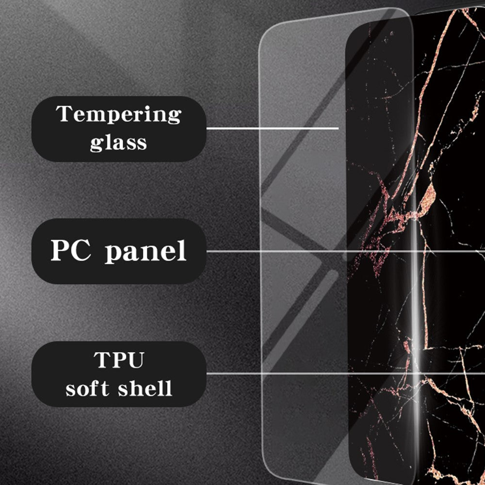For iPhone 16 Case Marble Pattern Tempered Glass + PC + TPU Protective Phone Cover