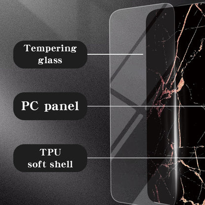 For iPhone 16 Case Marble Pattern Tempered Glass + PC + TPU Protective Phone Cover