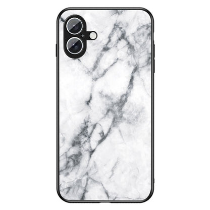 For iPhone 16 Case Marble Pattern Tempered Glass + PC + TPU Protective Phone Cover