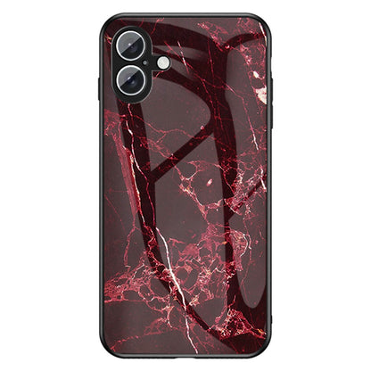 For iPhone 16 Case Marble Pattern Tempered Glass + PC + TPU Protective Phone Cover