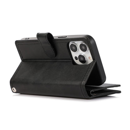 For iPhone 16 Pro Max Case Split Leather Magnetic Wallet Phone Protector with Wrist Strap