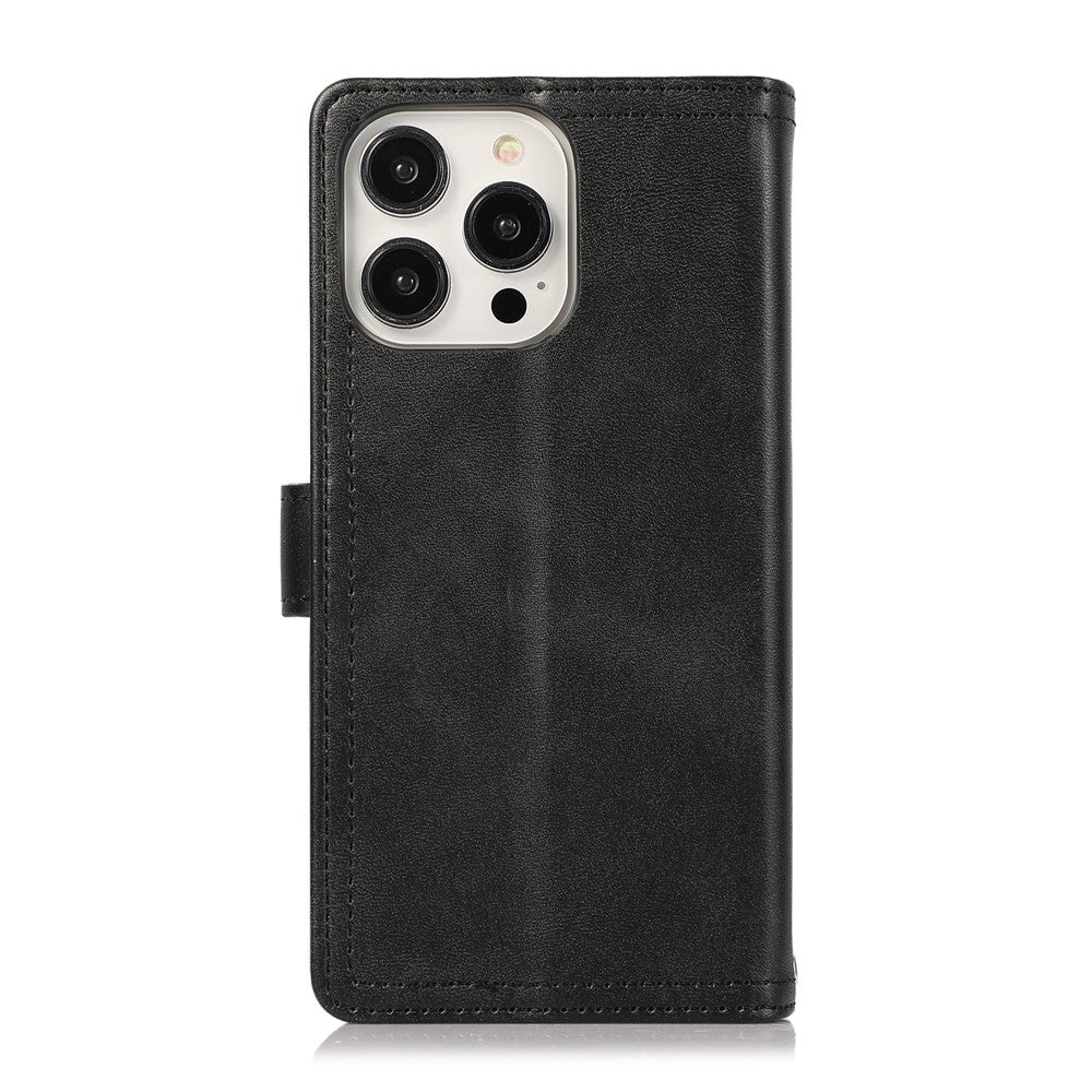 For iPhone 16 Pro Max Case Split Leather Magnetic Wallet Phone Protector with Wrist Strap