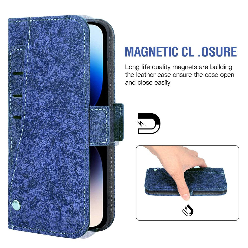 Mobile Phone Case Bag for iPhone 14 Pro Max, PU Leather Water-ink Painting Texture Rotating Card Slots Holder Stand Wallet Cover