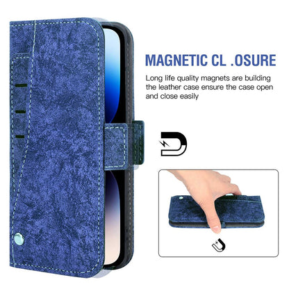 Mobile Phone Case Bag for iPhone 14 Pro Max, PU Leather Water-ink Painting Texture Rotating Card Slots Holder Stand Wallet Cover