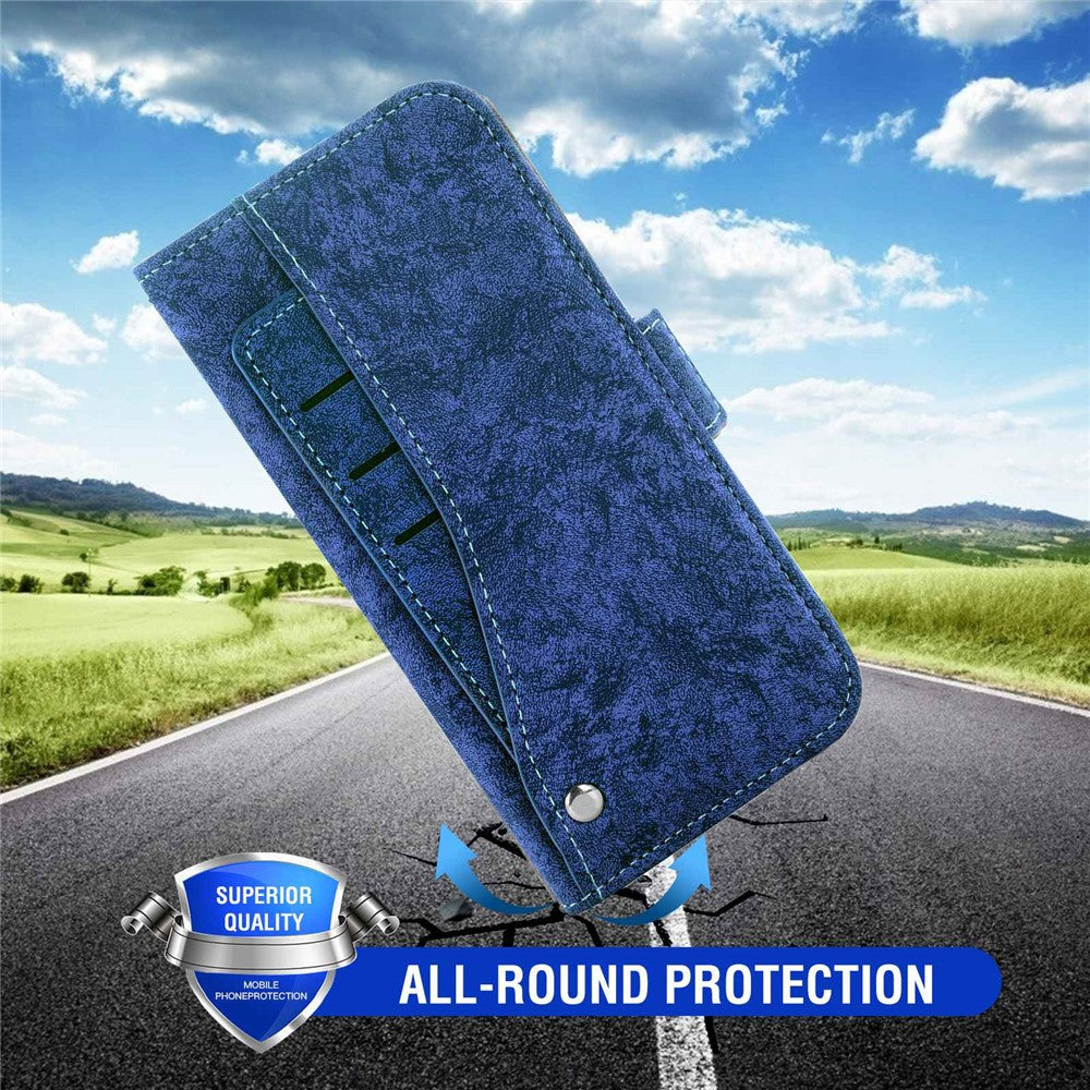 Mobile Phone Case Bag for iPhone 14 Pro Max, PU Leather Water-ink Painting Texture Rotating Card Slots Holder Stand Wallet Cover