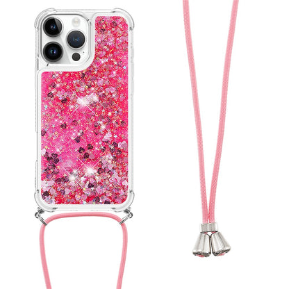 For iPhone 16 Pro Max TPU Case Quicksand Design Phone Cover with Lanyard