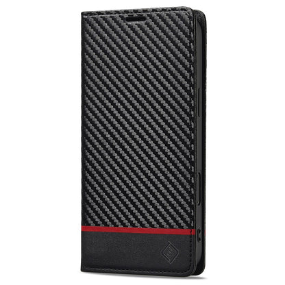 LC.IMEEKE For iPhone 16 Case Carbon Fiber Texture Phone Cover Stand Card Holder