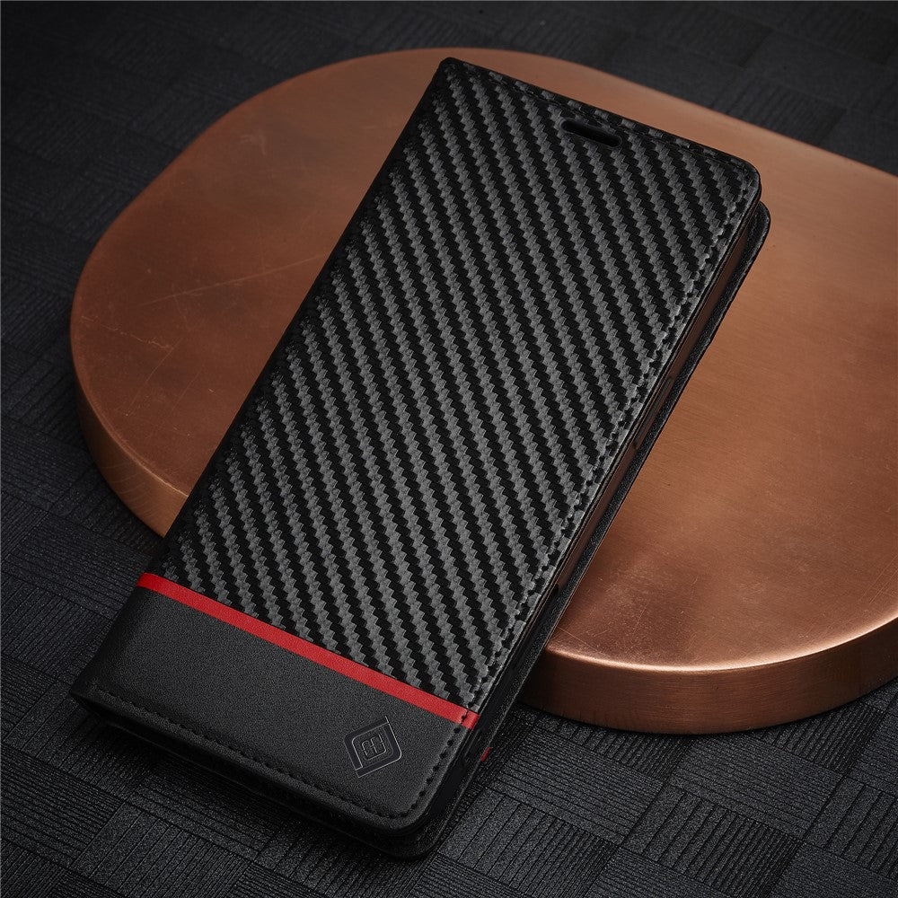 LC.IMEEKE For iPhone 16 Case Carbon Fiber Texture Phone Cover Stand Card Holder