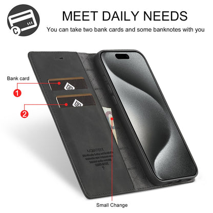 LC.IMEEKE For iPhone 16 Pro Max Case Wallet Microfiber Leather Phone Cover