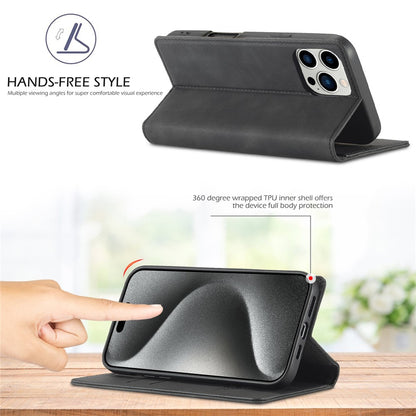 LC.IMEEKE For iPhone 16 Pro Max Case Wallet Microfiber Leather Phone Cover