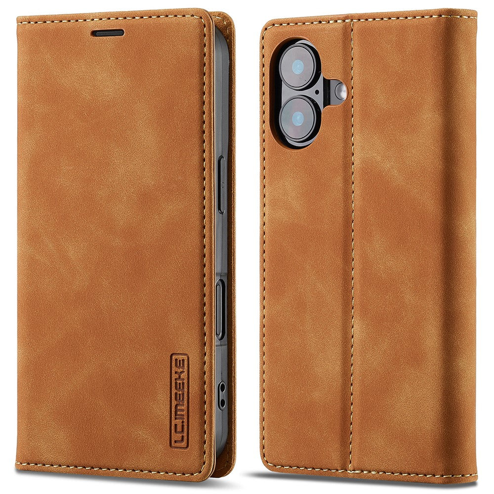 LC.IMEEKE For iPhone 16 Case Wallet Microfiber Leather Phone Cover