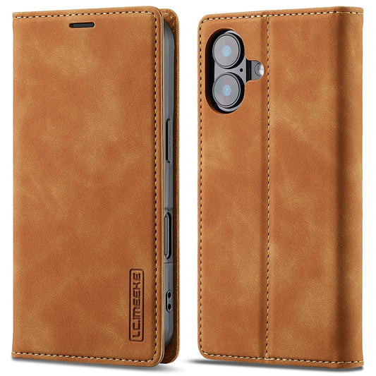 LC.IMEEKE For iPhone 16 Case Wallet Microfiber Leather Phone Cover