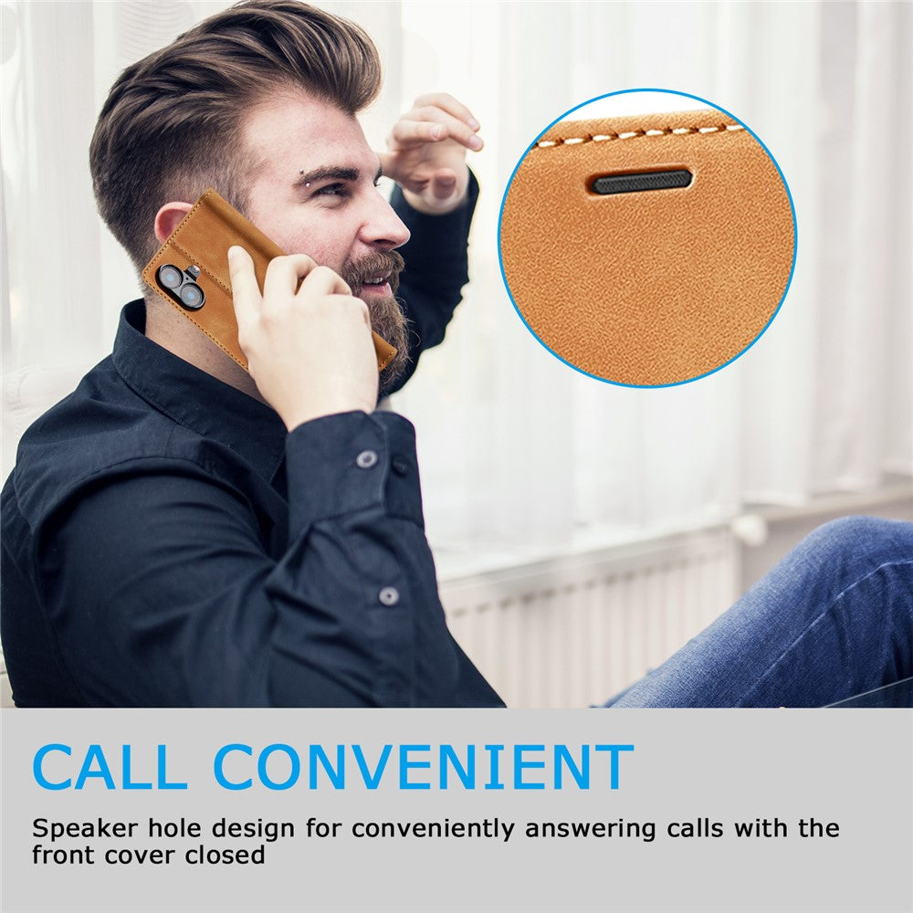 LC.IMEEKE For iPhone 16 Case Wallet Microfiber Leather Phone Cover