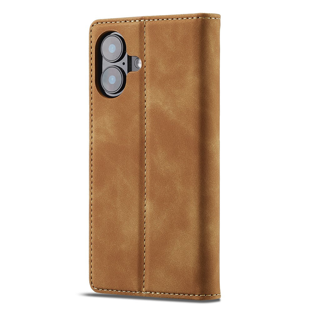 LC.IMEEKE For iPhone 16 Case Wallet Microfiber Leather Phone Cover