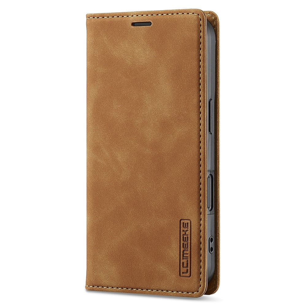 LC.IMEEKE For iPhone 16 Case Wallet Microfiber Leather Phone Cover