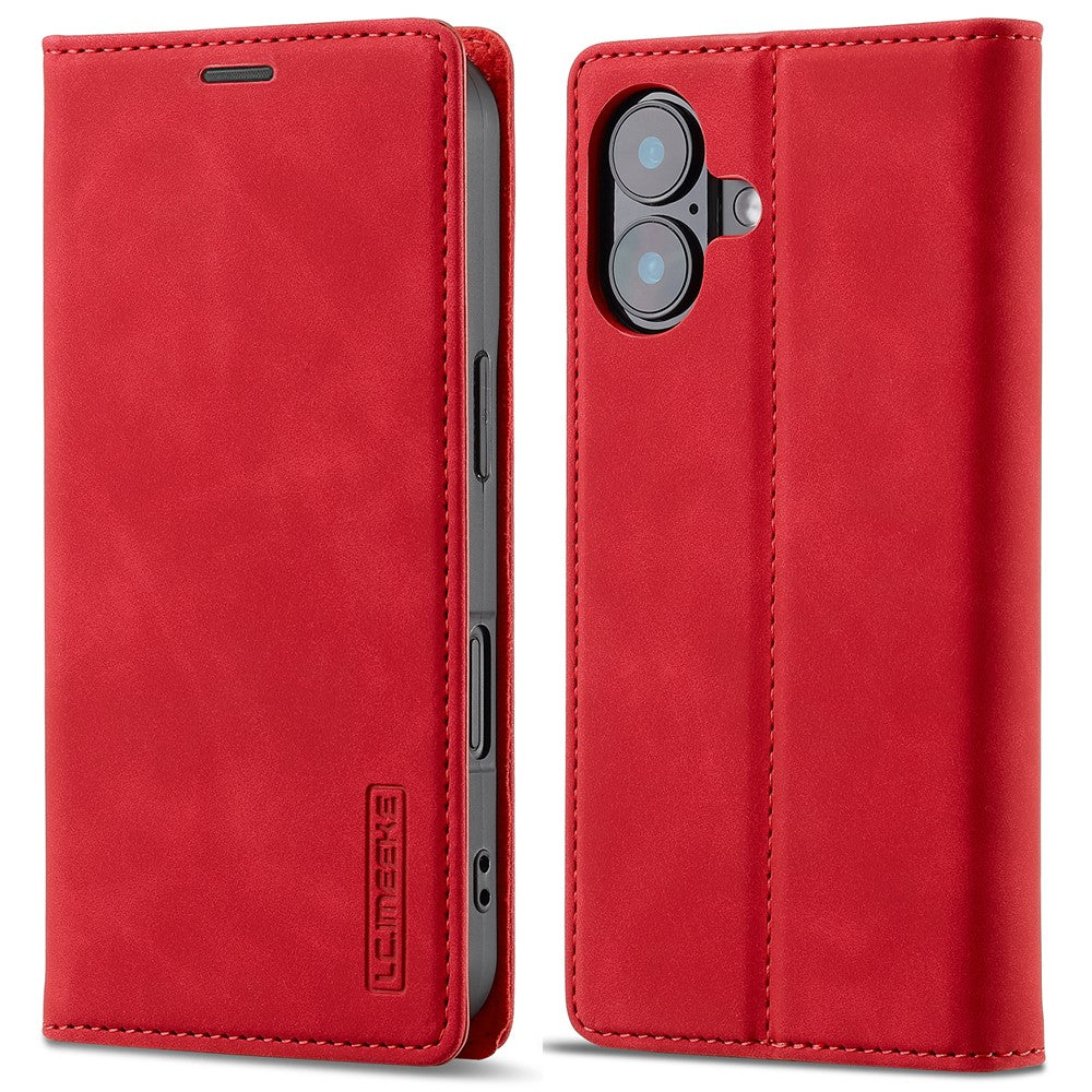 LC.IMEEKE For iPhone 16 Case Wallet Microfiber Leather Phone Cover