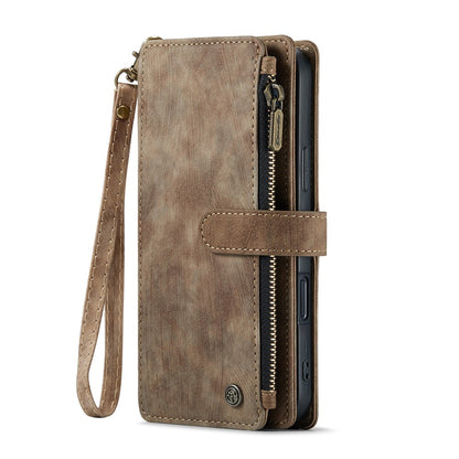 For iPhone 16 Phone Cases with Strap CASEME C30 Zipper Multiple Card Holder PU Leather Cover