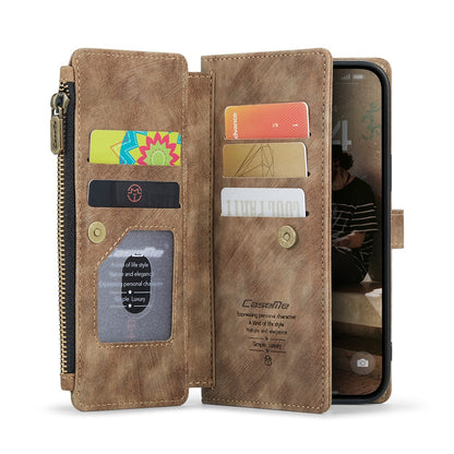 For iPhone 16 Phone Cases with Strap CASEME C30 Zipper Multiple Card Holder PU Leather Cover
