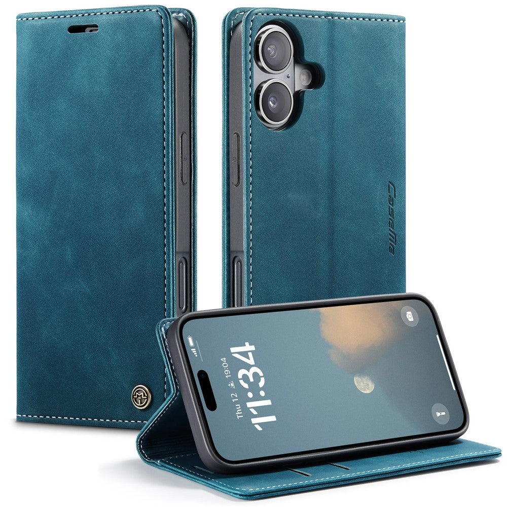 CASEME 013 Series For iPhone 16 Case Card Holder Stand Leather Phone Cover