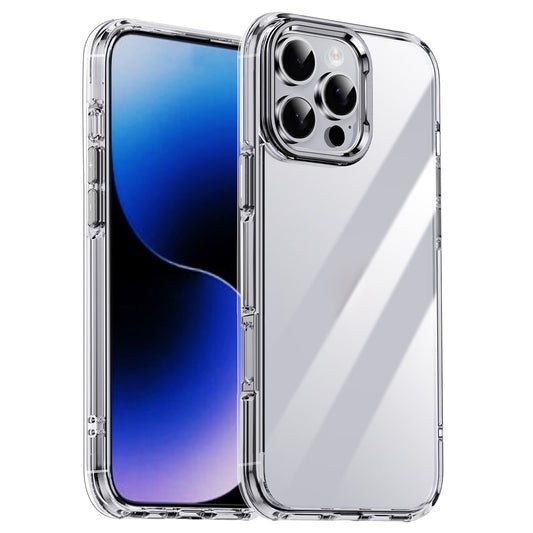 IPAKY For iPhone 16 Pro Max Clear Case Metal Lens Frame Shockproof TPU Phone Cover