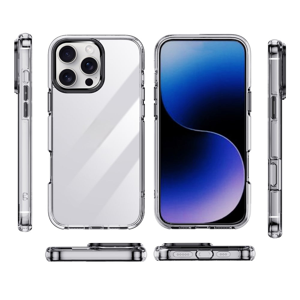 IPAKY For iPhone 16 Pro Max Clear Case Metal Lens Frame Shockproof TPU Phone Cover