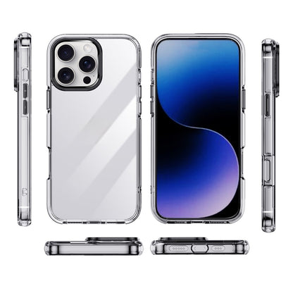 IPAKY For iPhone 16 Pro Max Clear Case Metal Lens Frame Shockproof TPU Phone Cover