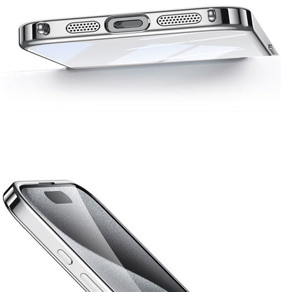 SULADA For iPhone 16 Pro Case Electroplating Ultra Clear Soft TPU Phone Cover with PU Wrist Strap